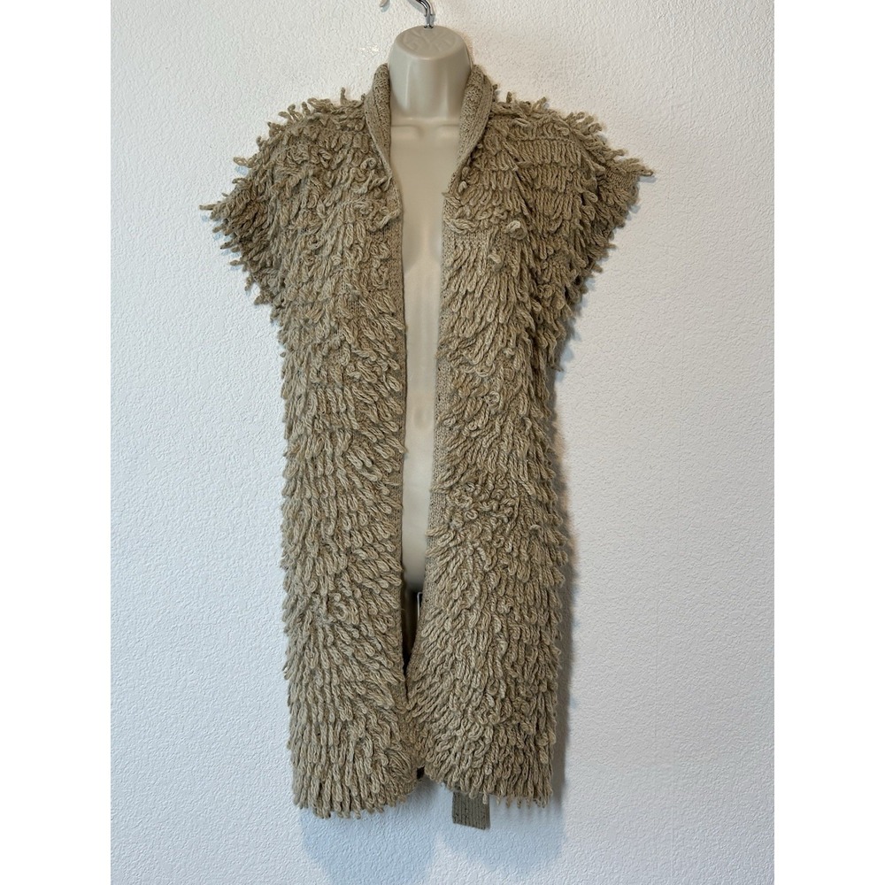 New Good & Hart ChunkyShaggy‎ Duster Vest  XS/S Brown Beige Boho Festival